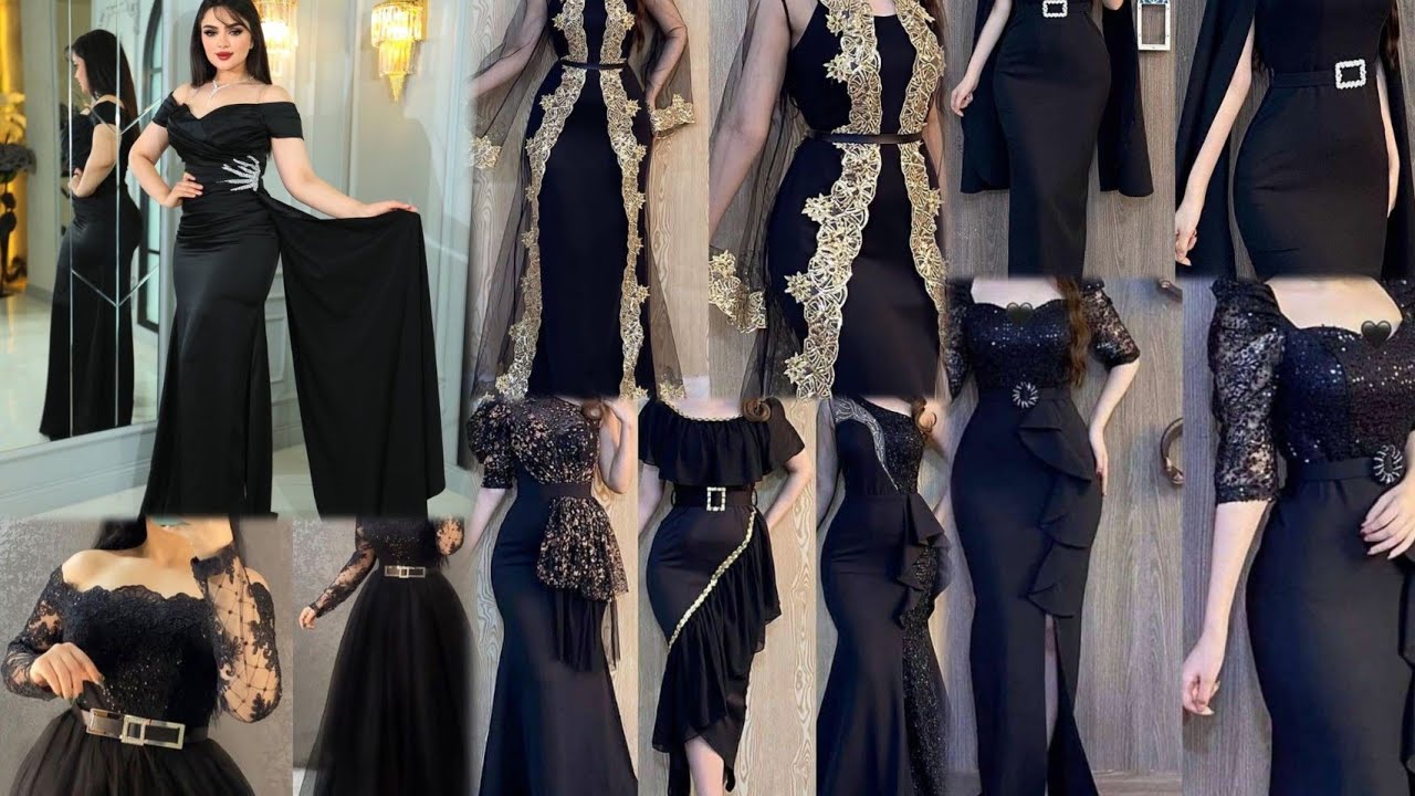 تألقي بسيد السهرات بأجمل فساتين باللون الاسود الملكى❤️