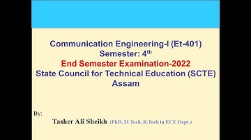 Communication Engineering-I (CE-I) Question Paper-2022, PART-A solution, Polytechnic Assam.