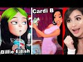 Celebrities as disney princess glow up transformations