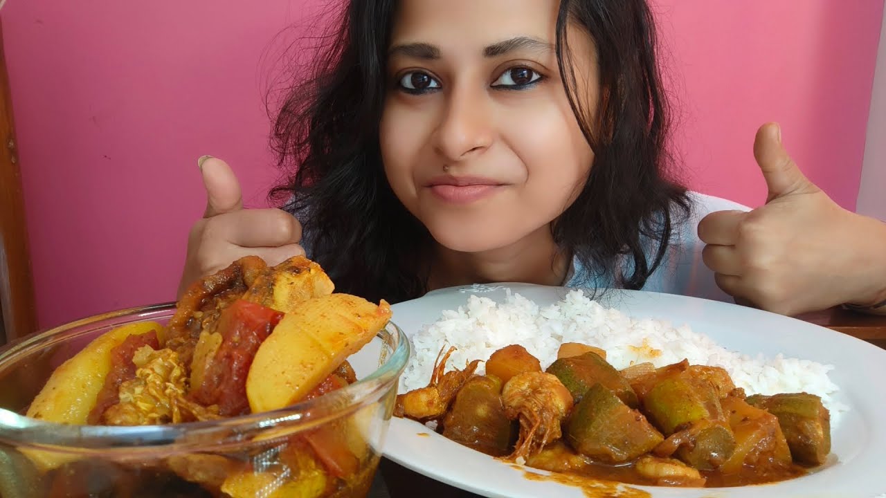 Eating show||rice 🍚🍚,potolchingri, katla macher jhol||Mukbang