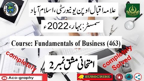 AIOU Code 463 Solved Assignment No.2 Spring 2022 || Subject: Fundamen Of Business || Level:B.A/B.com