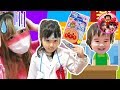 【お医者さんごっこ】風邪をひいたかおりんママのためにかのんちゃんが冷えピタを買ってきてくれるよ！　看病ごっこ　お買い物ごっこ　アンパンマン　姉妹