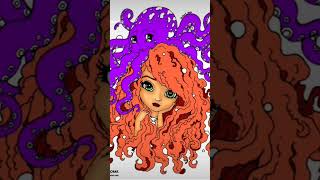 girl and octopus  part 1 Line art by www.deviantart.com/jadedragonn…Colored in ibispaint
