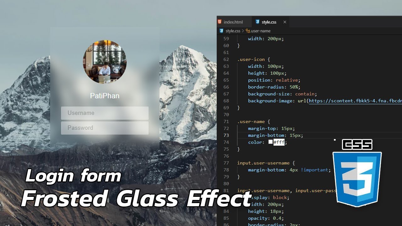สร้างหน้า login php  Update New  สร้างหน้า Login Form และทำ Frosted Glass Effect | CSS