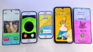Oppo X6 Itachi Vs Iphone 7 Vs Iphone 5 Vs Galaxy A15 Simpsons Vs Huawei Pig Incoming Call