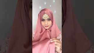 Layered Hijab Style with Mangteeka | Bridal Wedding Hijab Style #hijabstyle #wedding #shorts screenshot 5