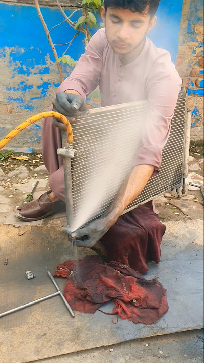 Cleaning car ac condenser #shorts