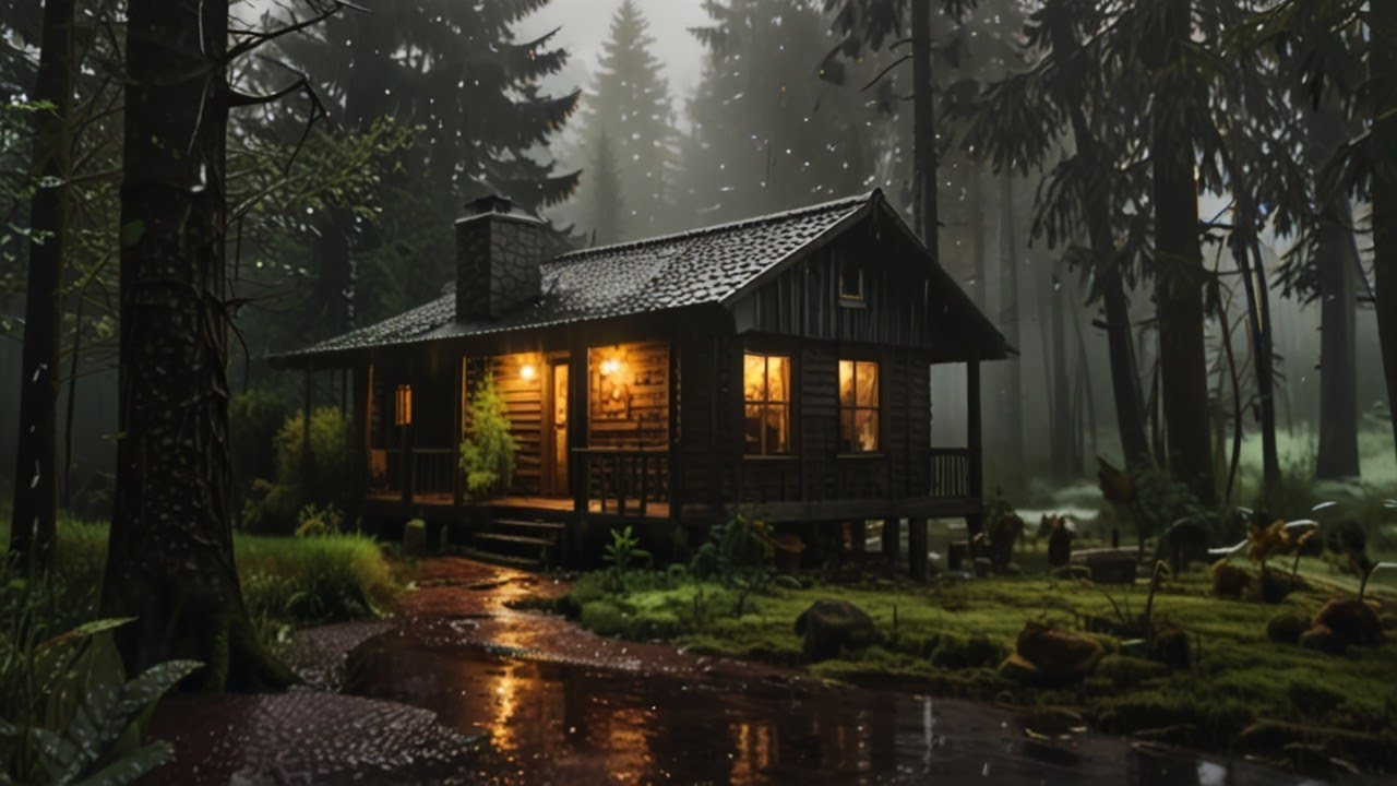 Cozy Cabin Rain in Deep Forest for Sleep and Relaxation | Heavy ...
