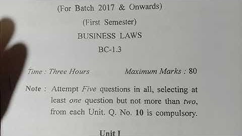 BUSINESS LAW - 2022 QUESTION PAPERS - CDLU । BCOM 1ST SEMESTER QUESTION PAPERS 2022
