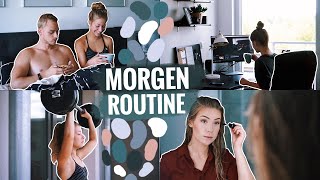 PRODUKTIVE MORGENROUTINE mit meinem FREUND (COUPLE) - Uni Work, Sport, Make Up // JustSayEleanor