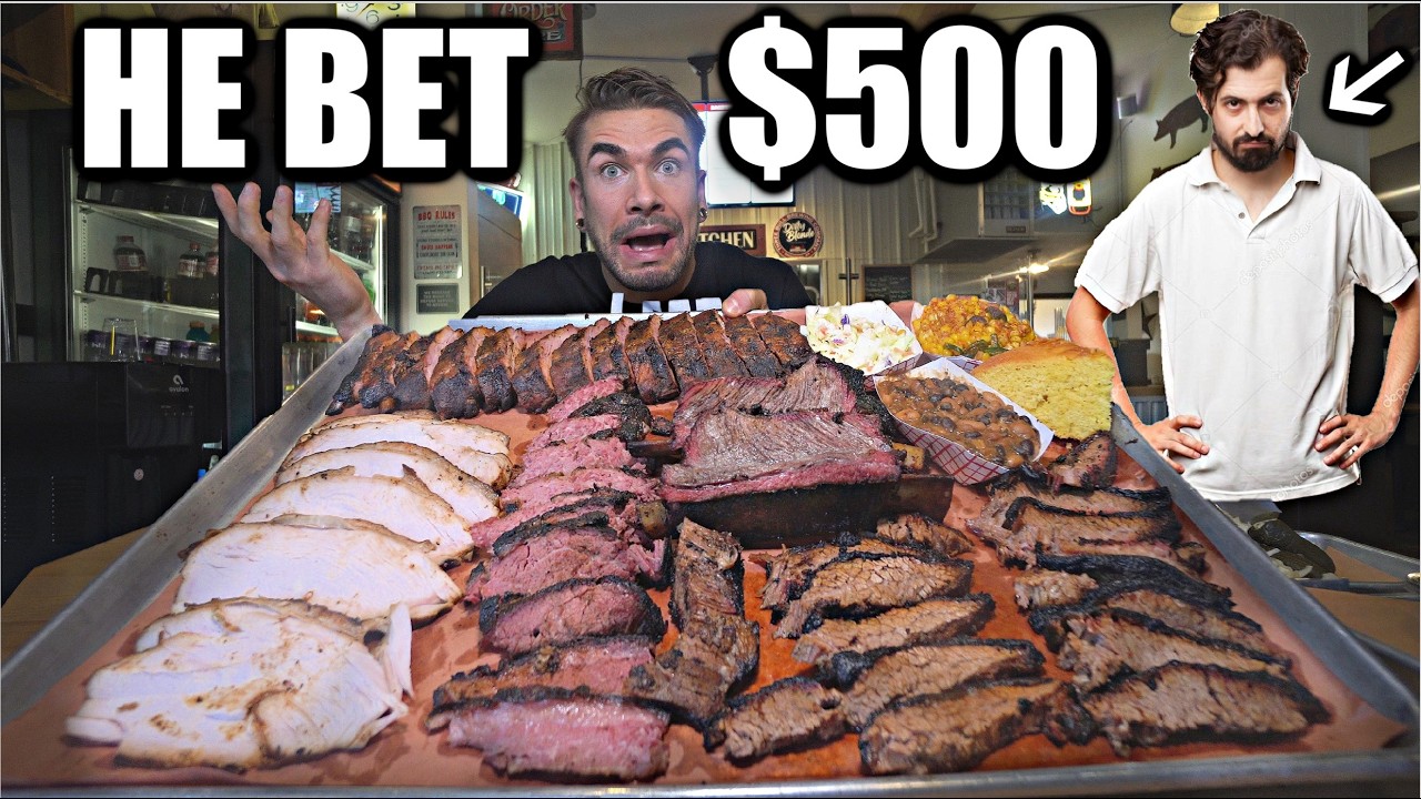 OWNER BETS $500 I CAN'T BEAT HIS 11LB BBQ CHALLENGE | Joel Hansen
