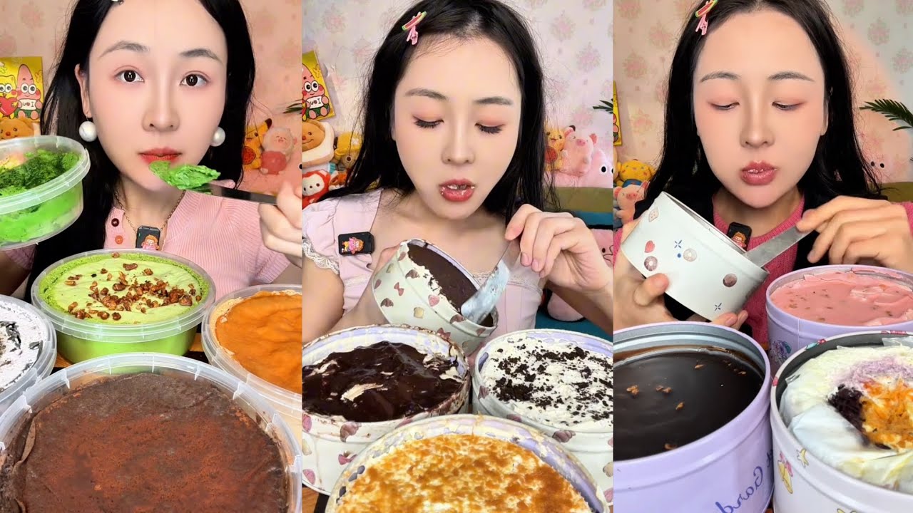 ASMR MUKBANG Chocolate Lava Cake, Tiramisu & Cream Desserts | Relaxing Eating Sounds