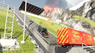Heavy pipes loader Truck vs stairs, what happen next? Watch the video till end screenshot 3