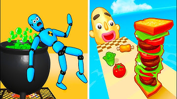 Puppet Bone Smashing Vs Sandwich Runner ☀️🌤️🌝 Walkthrough Hard Levels Top Tiktok Gameplay GH3572