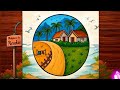 Beautiful Village Scenery Drawing | Easy Village Landscape Art for Beginners