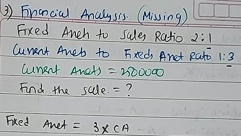 Financial analysis|Ratio Missing|Fixed Assets to Sales |Corporate Finance Mcomsem2Nep|CAinter