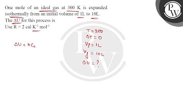 One mole of an ideal gas at \( 300 \mathrm{~K} \) is expanded isothermally from an initial volum....