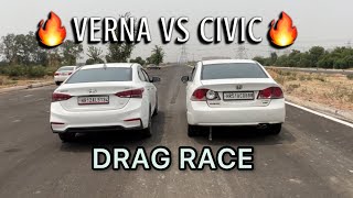 Hyundai Verna Vs Honda Civic Drag Race