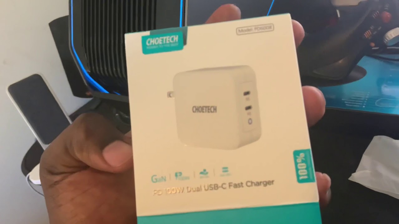 CHOETECH 100W USB-C Dual Charger with CHOETECH high durability cables
