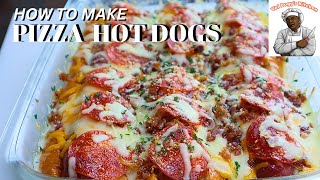 BAKED HOT DOG PIZZA | HOW TO MAKE PIZZA HOT DOG CASSEROLE AT HOME VIDEO RECIPE