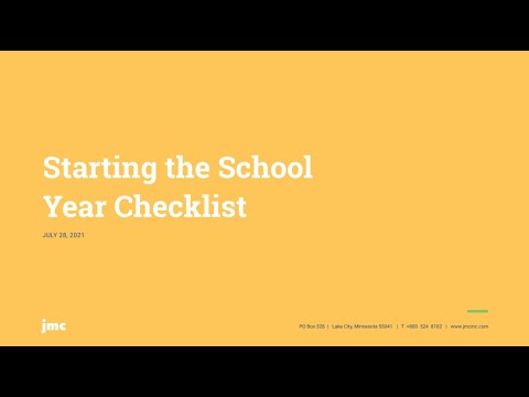 Starting the School Year Checklist Weekly Webinar