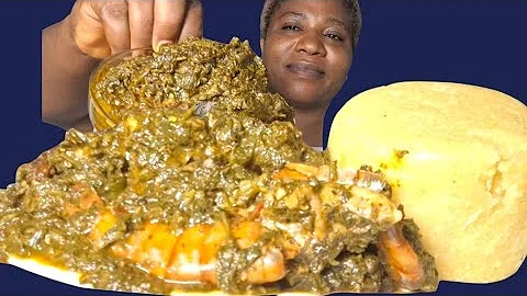 Nigeria food ASMR mukbang/Afang soup with fufu mukbang ( ASMR)
