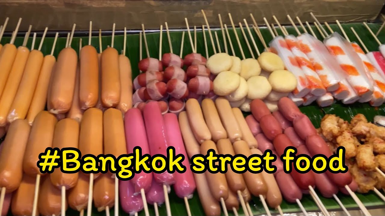 Bangkok street food Spicy Grilled Sausage 10 baht YouTube