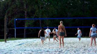 Tina Tanner Kicks Some Volleyball