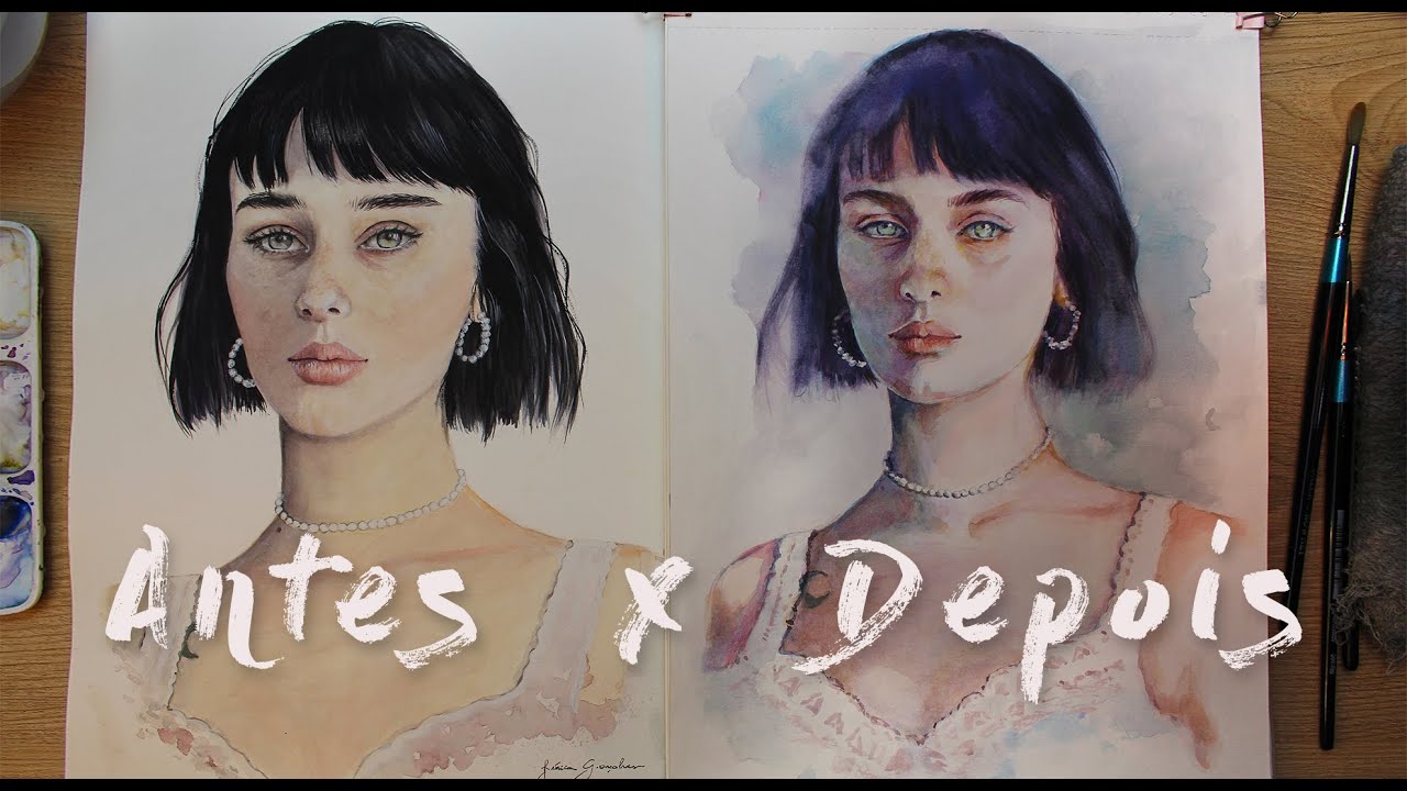 Recriando a mesma PINTURA EM AQUARELA de 4 anos atrás 🎨 Aquarela Pentel