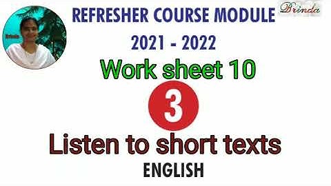 Class 3 worksheet 10 answer Refresher course Module English Listen to short texts @BRINDA 
