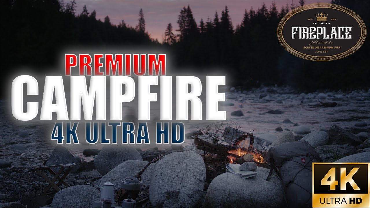 Premium Campfire | Burning, crackling fire and nature sounds | No music | 10 hours | Ultra HD 4K.