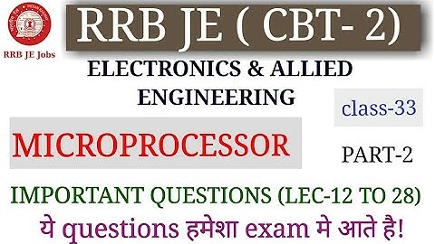 MICROPROCESSOR 8085 IMPORTANT QUESTIONS FOR RRB JE ELECTRONICS AND ALLIED GROUP|| BY SIRJEE CLASSES