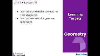 Geometry Unit 1 Lesson 19 Evidence Angles and Proof