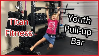 Titan fitness youth pullup bar on Rogue Monster Rack | Youth Pull-up bar from Titan Fitness review