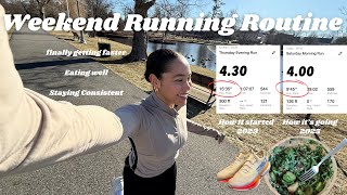 Weekend Run Routine: Finally getting faster as a beginner runner, staying consistent, & feeling good