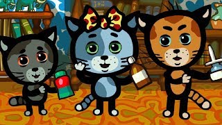 Развивающие и обучающие мультики: Три котенка - Опасное лекарство /теремок песенки для детей