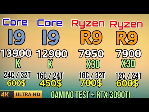 7950X3D VS I9 13900K VS 7900X3D VS I9 12900K 4K Gaming Test + RTX 3090TI TOP GAMİNG CPU IN 2023