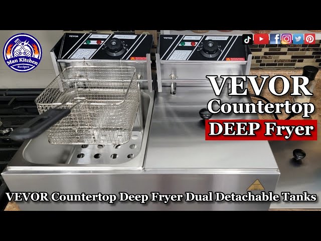 VEVOR Commercial Electric Deep Fryer 24L 3000W with Dual Removable Basket