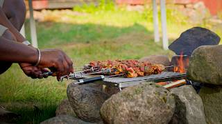 Lamb Skewers Over an Open Fire