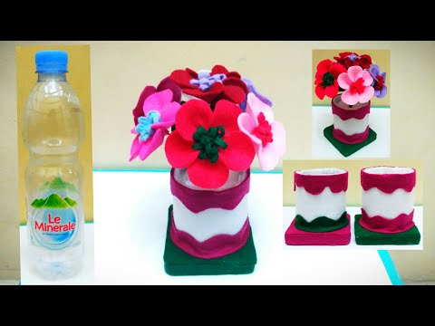 bunga-cantik-warna-warni-dan-vas-dari-botol-bekas