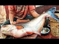 Bangladeshi Famous Food - Giant Catfish Cutting Skills Chittagoong City