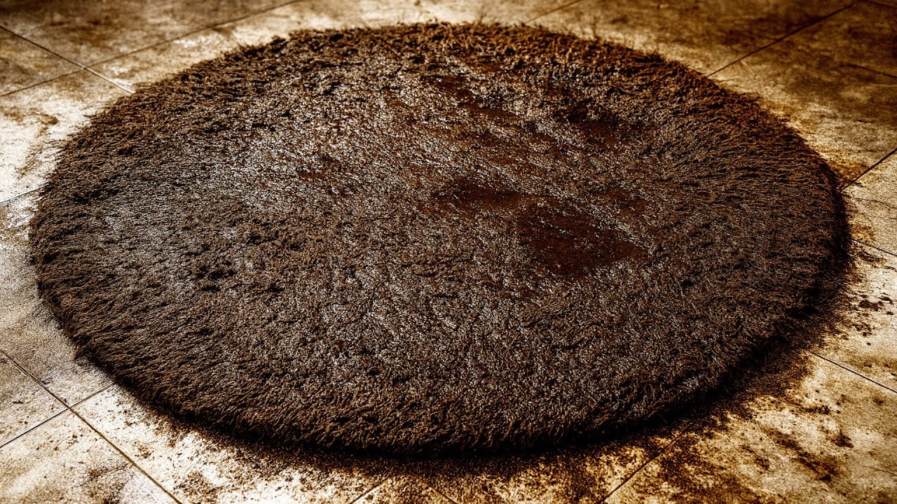 Removing black dirt from shag round rug| ASMR RUG cleaning | Relaxing video for Sleep 