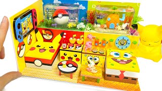 #diy #miniature DIY Miniature Spongebob♥Pikachu Board House # Build  Spongebob♥Pikachu Yellow House♥