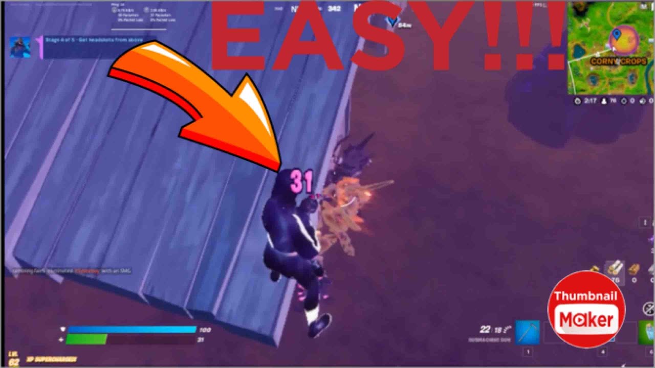 Get Headshots From Above 4/5 - Fortnite Raven Quests