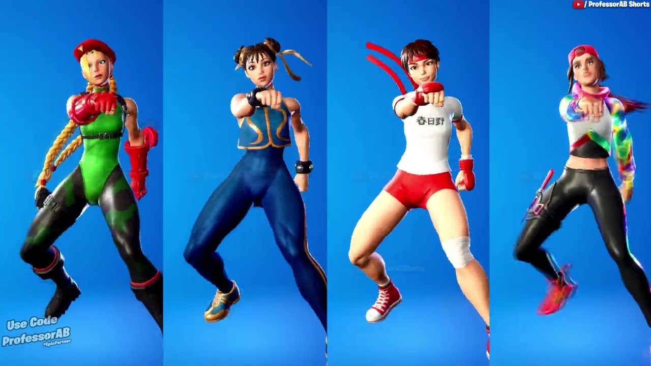 Fortnite Run it Down BTS Emote With Cammy Chun Li Sakura loserfruit Skins Thicc 🍑😜😍😱🔥