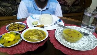 Eating Show ( Rice, Alu Vaja, Puti macher tok, Dal, Egg Vegetable) # Foody fan Maruf