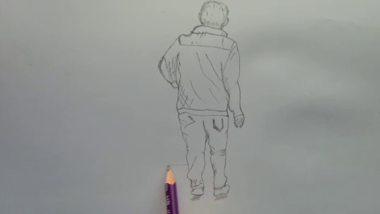 couple walking away drawing