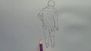 Easy sketching for beginners by DM sketching(how to draw a man walking away)