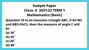 In an isosceles triangle ABC, if AC=BC and AB²=2AC², then the measure of angle C will be,