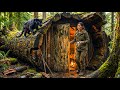 Solo Jungle Survival: Building a Hidden Tree Shelter House (ASMR)